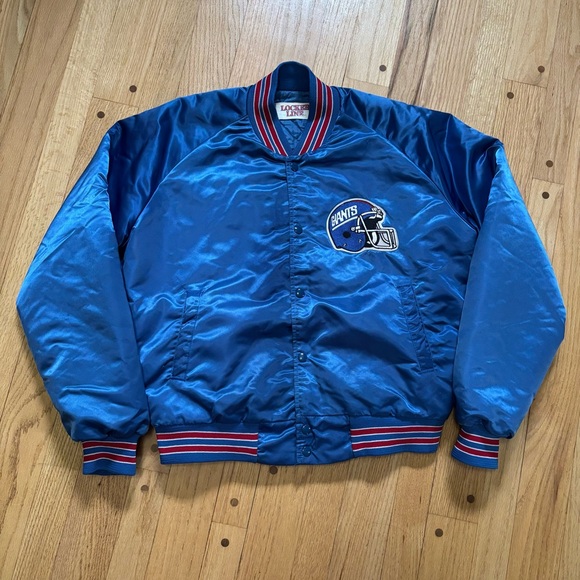 NFL Other - Vintage 80s-90s New York Giants Locker Line Satin Bomber Jacket NFL Large Blue